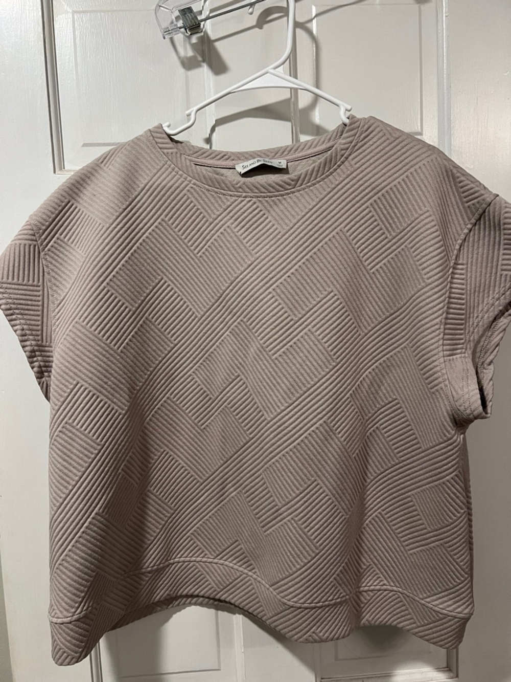 Taupe Quilted Wide-Leg Drawstring Pants & Top Set